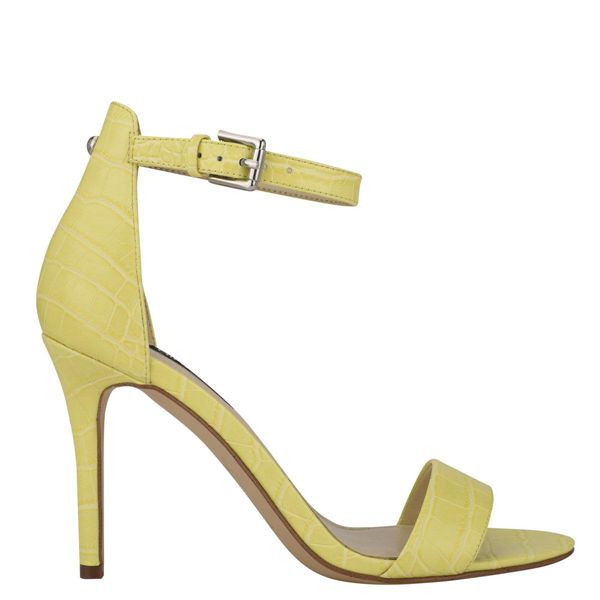Nine West Mana Ankle Strap Yellow Heeled Sandals | Ireland 53R50-9I47